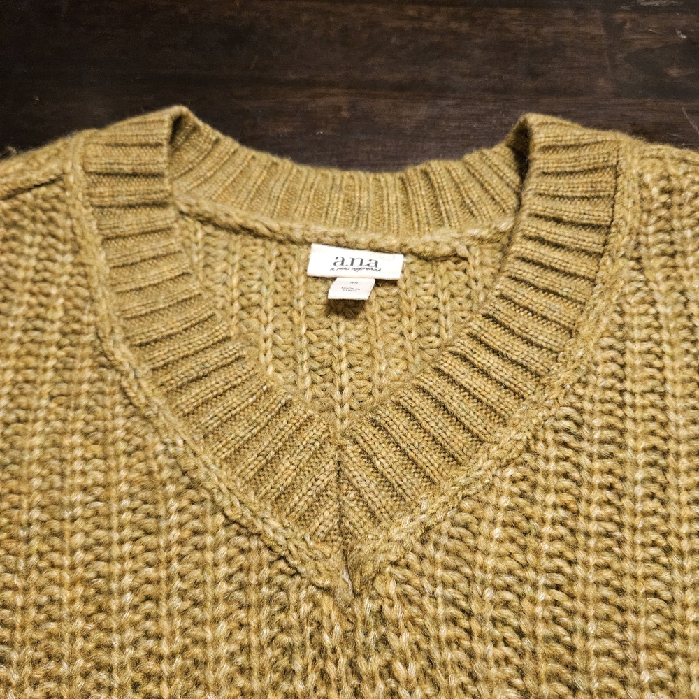 a.n.a Women's V-Neck Sweater in Mustard - Picture 4 of 7